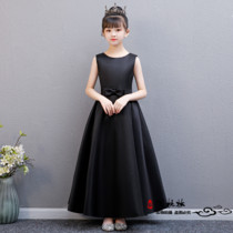 New black childrens piano violin orchestra performance Girls dress dress Childrens clothing spring and summer graduation