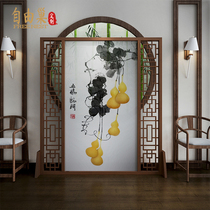 New Chinese flower grid window Solid Wood Hollow partition decoration living room tea room office Buddha Hall gourd screen screen