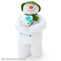 Gift Big White Japanese HELLO KITTY SNOWMAN Snowman holding Kitty plush doll