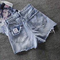 Denim Shorts Women Loose Summer 2022 New Fashion High Waist Broadlegged Pants Light Blue A Character Dash Hot Pants
