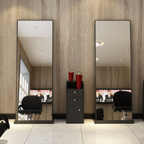 Net red solid wood barber shop mirror Hair salon mirror table makeup single and double-sided mirror Hair salon ironing and dyeing floor mirror Fitting mirror