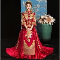 Show Wo Costume Bride 2021 Wedding Ancient Dress Chinese Wedding Dress Dragon Pineal Vest Goes Out Of The Attic Pan Gold Embroidered Summer