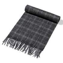 Grandpa Scarf Mens Wool Winter Thickening Warm Middle-aged Elderly Dad Plaid Tassel Joker Gift Box