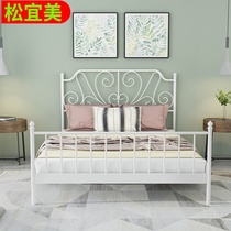 European-style white wrought iron princess bed Simple modern single double bed 1 8m1 5m ins net red Nordic iron frame bed