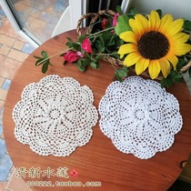Fresh Water Lotus Pure Cotton Handmade Crochet Hook Lace Lace Woven American Countryside Field Garden Insulation Round Table Mat