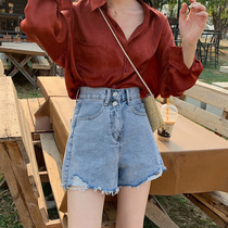 Denim shorts womens 2020 spring and summer new loose thin high waist wide leg pants Korean version casual wild hot pants