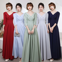 Red song choir performance dress Party building performance conductor evening dress dress bridesmaid dress toast dress