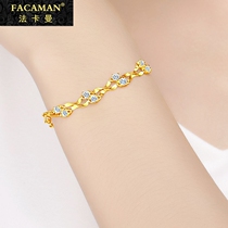 Fakaman gold bracelet womens 999 gold jewelry jewelry 24K pure gold bracelet double thick 2021 New