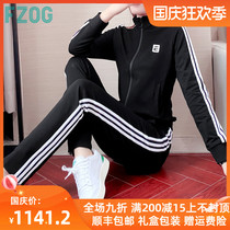 FZOG Fezog leisure sports suit women Spring and Autumn New Fashion thin foreign style stand neck running two sets