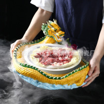 Special dragon boat mood tableware Creative dry ice Dragon Boat Red Boat set Hotel restaurant Hot pot shop Raw meat plate tableware