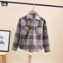 Childrens shirt autumn winter style boy 2021 new CUHK child shirt casual workout with a velvety velvet thickened