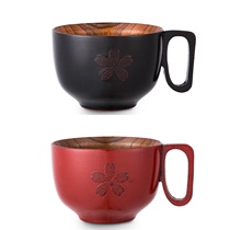 Japan imported wakacho Ruozhao traditional lacquerware chestnut wood dining bowl soup bowl porridge bowl tea bowl tea cup cherry blossoms