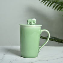 Mortuary Elephant Creative Home Ceramic Tea Cup With Lid Handle Office Cup Mark Cup Chinese Large Blue Porcelain Cup