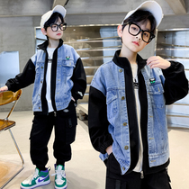 Boy Denim Jacket Spring Dress 2022 New Children Fake two blouses Childrens clothing CUHK Childrens Spring and Autumn outfits