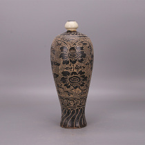 Song Cizhou kiln antique porcelain Jingdezhen pastel lotus vase handmade antique ornaments living room decorations