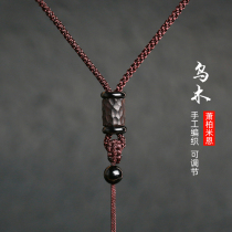Ebony Ebony Ebony Jade rope handmade necklace thin hanging Hetian Jade beeswax Buddhas red rope neck