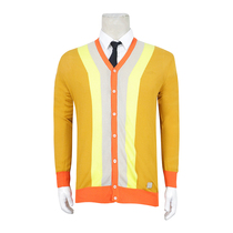 Special 480- Spring and Autumn Ginger Yellow Knit Cardigan Mens Cotton Fabric Made in Italy