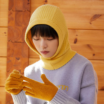 omont egg tarts Balaklafa hat female winter Baotou cover neck scarf knit wool line sleeve head hat