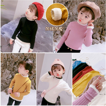 Girls base sweater plus velvet thickened 2020 new winter childrens clothing Foreign color knitted base shirt pullover baby sweater