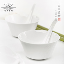 Margolonte Magnolia natural color pure white embossed household tableware rice bowl soup bowl light luxury ceramic bowl noodle bowl parts