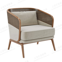 Modern Chinese solid wood rattan sofa chair Nordic light luxury designer single leisure chair hotel living room negotiation chair