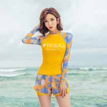 Swimsuit female Korean ins wind conservative cover belly thin 2021 new long-sleeved split fairy fan hot spring swimsuit