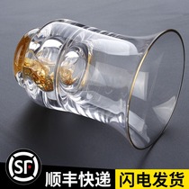 Heat-resistant glass Gongfu Tea cup Transparent tea cup Master cup Tibetan Gold Cup Drawing gold edge Personal cup Tea set accessories