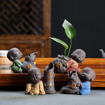 Creative Zen little monk Flower tea pet ornaments Boutique can support the home tea accessories Kung Fu tea accessories