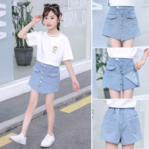 Girls denim pants skirt pants 2020 new summer clothes in the big children summer children Foreign style wear Joker thin
