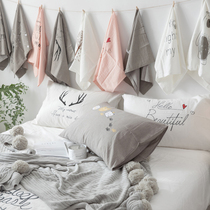 ins Wind cotton-dyed water washing cotton pillowcase mesh Red printing cotton cotton single pillow case pair of Pats 2