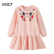 Small girl girl dress for dress spring fall 2022 autumn clothes Korean gas little girl children long sleeve embroidered dress