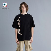 Mishka big eye ball Tide brand 2021 autumn winter black pullover round neck short sleeve T-shirt men and women