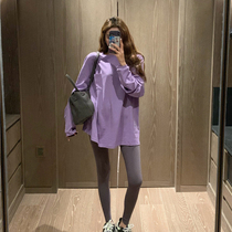 Autumn pure color easy to hit undershirt 100 hitch pocket design sense long sleeve large version T-shirt female Korean version long style foreign air temperament