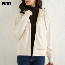 Plus velvet thick hooded sweater womens autumn and winter wear new imitation lamb velvet short zipper cardigan Ins jacket