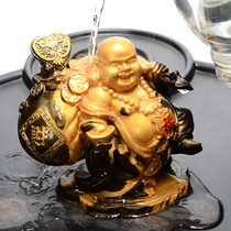 Maitreya Buddha tea pet ornaments Flushing color-changing Zen cloth bag Monk laughing Buddha tea table ornaments Boutique creative tea pets