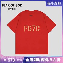 FEAR OF GOD Seventh season Main line FG7C Flocking Short Sleeve Men And Women High Street Trend Easy T-shirt Summer