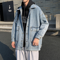 handsome jacket mens Korean version of the trend gown loose denim jacket spring and autumn jacket ins tide Joker autumn clothes