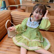 2021 autumn new children's small fresh dress girls Korean dress fashion dress baby foreign style dress tide