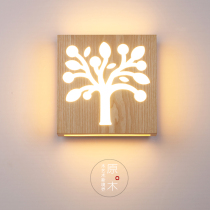 Creative solid wood wall lamp Simple living room lamp Aisle entrance decorative lamp Bedroom bedside lamp Japanese LED lamp