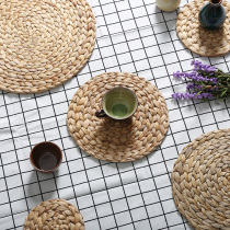 Table mat straw mat coaster round bowl mat European style pastoral heat insulation mat woven mat round plate mat