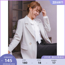 (Qingkura RMB180 ) Large code Female dress Spring loaded with fat mm Career Wind OL irregular Pleated Straight Drum Suit Jacket