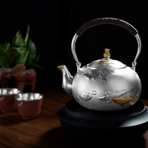 Chengyi tea set Sterling silver pot 999 stamens top girder pot boiling water foot silver handmade craftsmanship to create craft teapot
