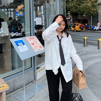 ALIN Customised Big Code Woman Dress Fat Sister Mm Temperament Blouse Spring New Loose 200 Catty College Wind Shirt