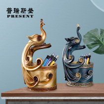 Nordic Style Desktop Swing Piece Office Swing Piece Creative Decorative Jar Peacock Table Containing pen holder table hem