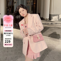 Zhou Baizi FOR YOU 2023 BIG CODE WOMAN SUIT JACKET HALF BODY SKIRT SUIT Slim Fat MM Conspicu Suit