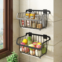 Kitchen basket rack no hole wall hanging vegetable storage rack fruit and vegetable basket shelf fruit drain storage basket