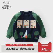 Rabbi tree boys pullover sweater 2021 new autumn winter baby cotton knitted sweater children warm sweater