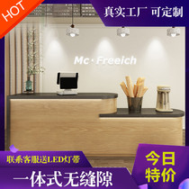 Paint curved front table wood grain checkout counter INS Nordic style welcome desk desk bar