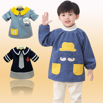 Childrens reverse dressing 0-1-2-3 years old mens treasure blouse boys long-sleeved spring autumn and winter meal apron waterproof corduroy