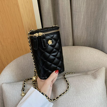 Singapore boarder womens bag new official qualification genuine leather texture fashion rhombus skew satchel girl mobile phone bag